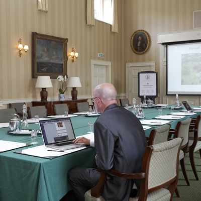 Working in the James Gibbs meeting room at Hartwell House
