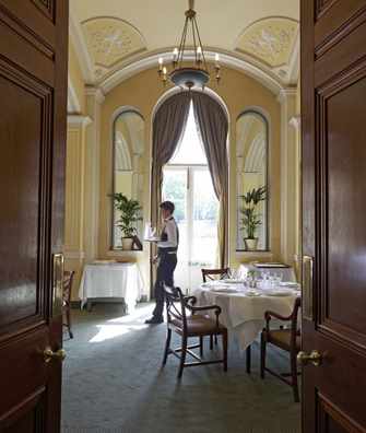 View through door into the Soane dining room at Hartwell House
