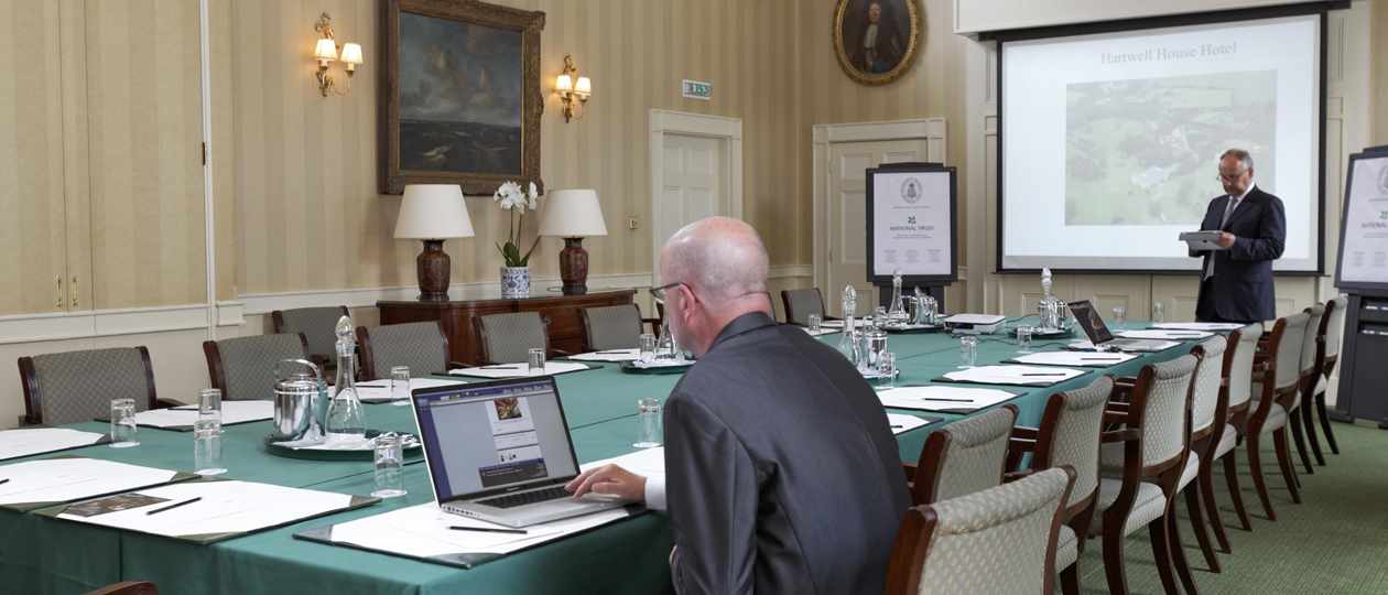 Working in the James Gibbs meeting room at Hartwell House