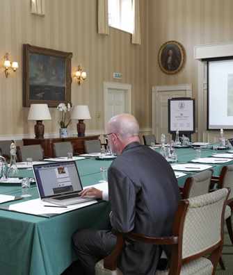 Working in the James Gibbs meeting room at Hartwell House Working in the James Gibbs meeting room at Hartwell House