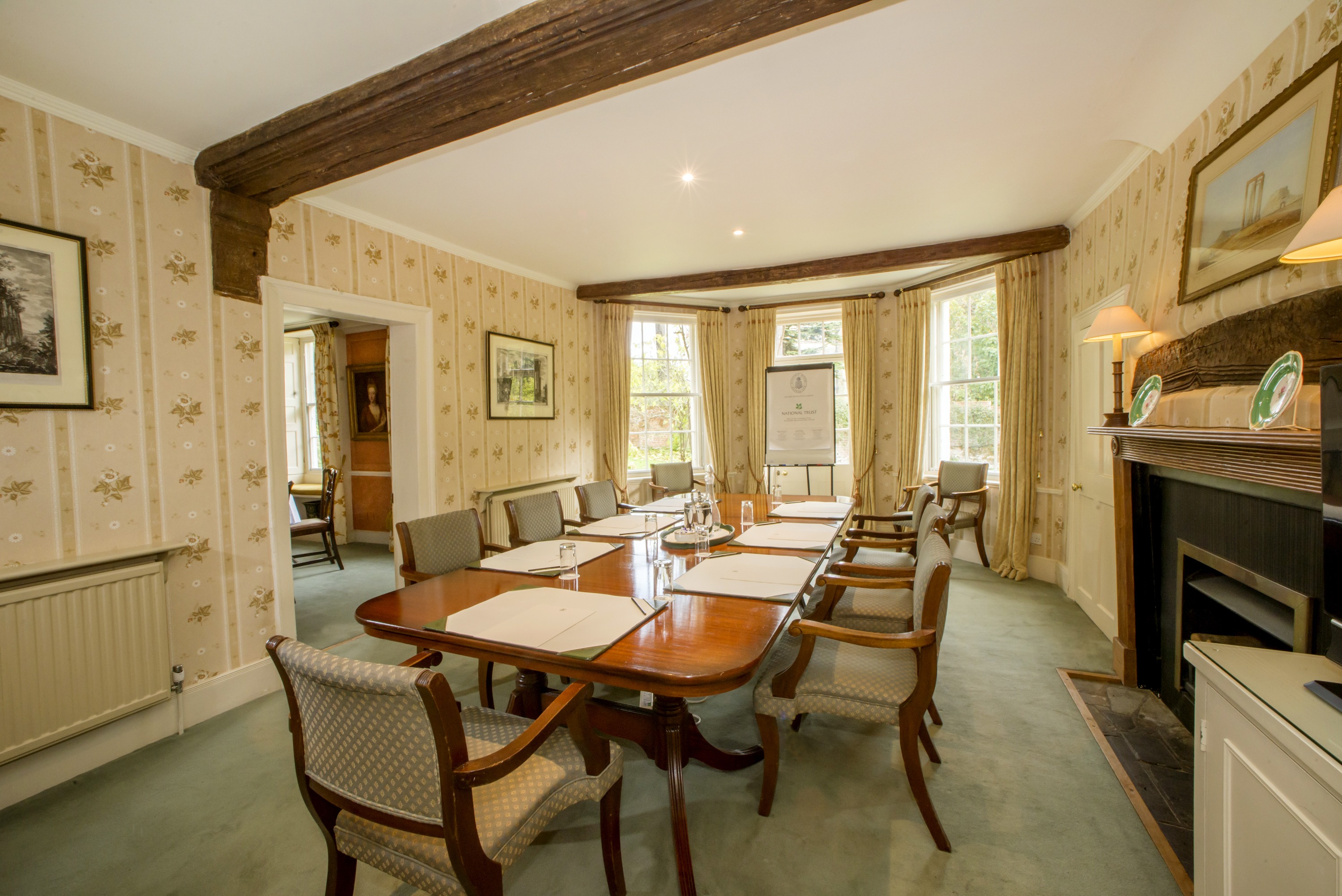 Meeting set up in The Old Rectory on Hartwell House estate