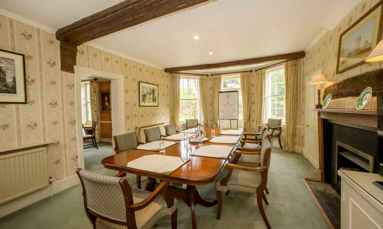 Meeting set up in The Old Rectory on Hartwell House estate