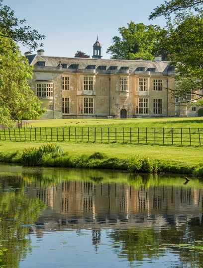 Entrance facade of Hartwell House viewed across the lake Entrance facade of Hartwell House viewed across the lake